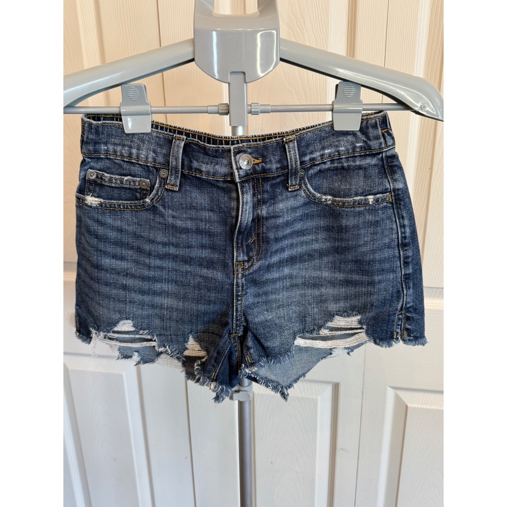 Aerie Denim Cutoff Shorts Dark Wash Distressed Frayed Hem‎ Womens XS